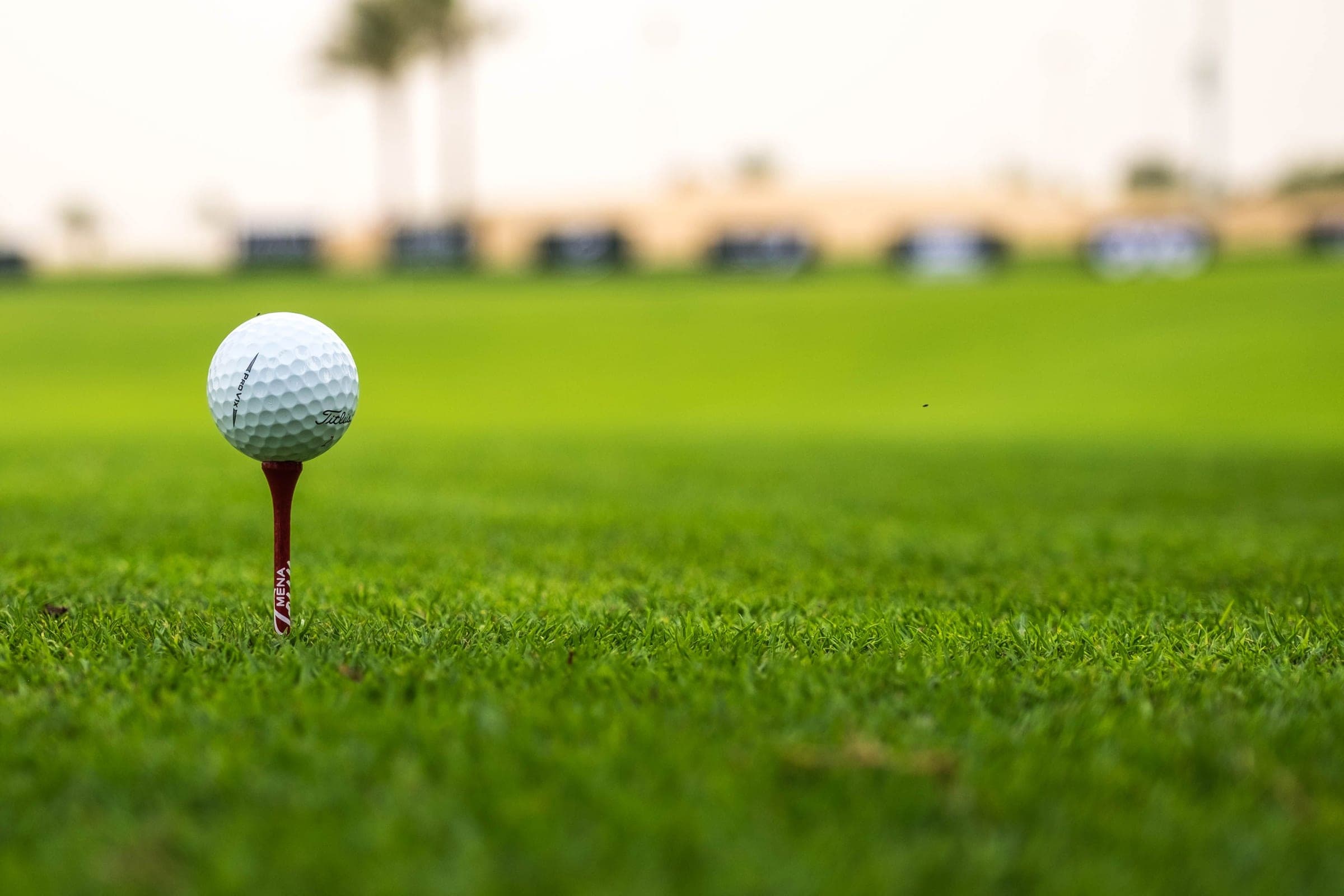 A golf ball on the tee