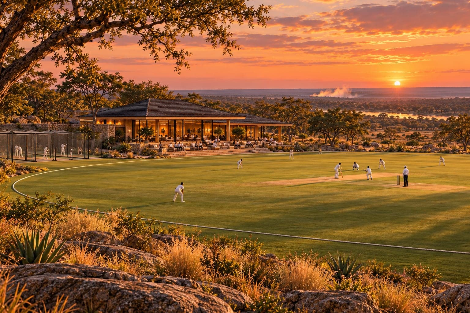 Artist’s impression of the international cricket ground and pavilion