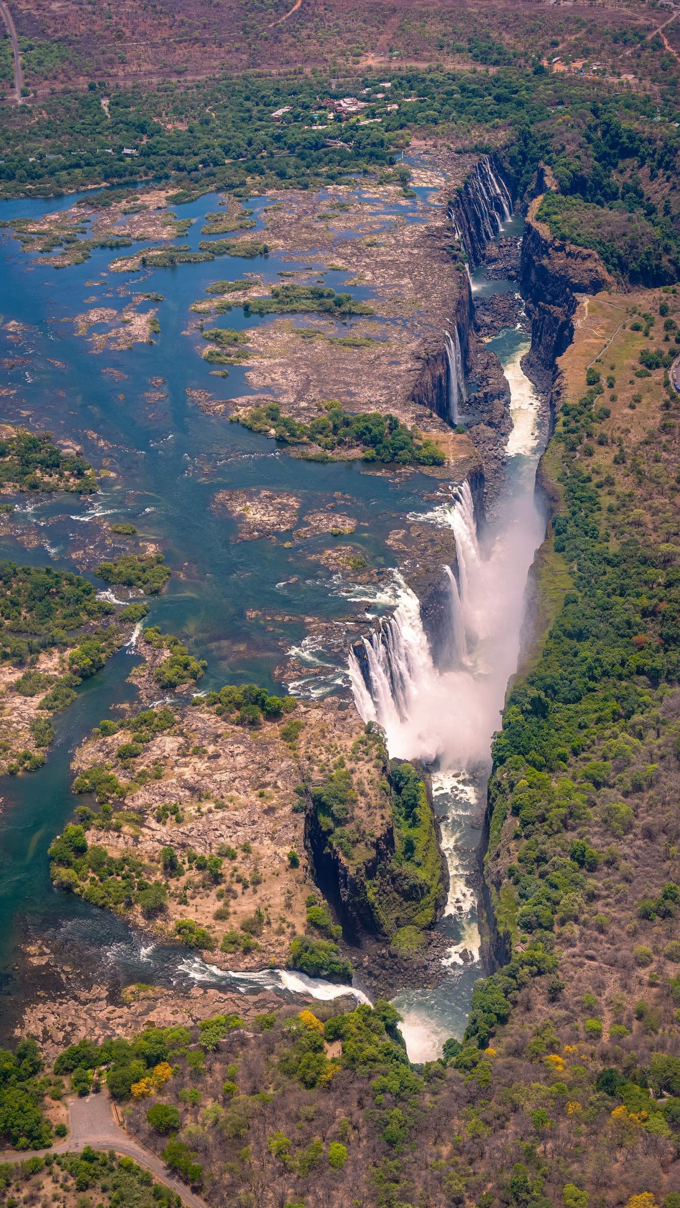 Aerial view of Victoria Falls and the Zambezi gorge